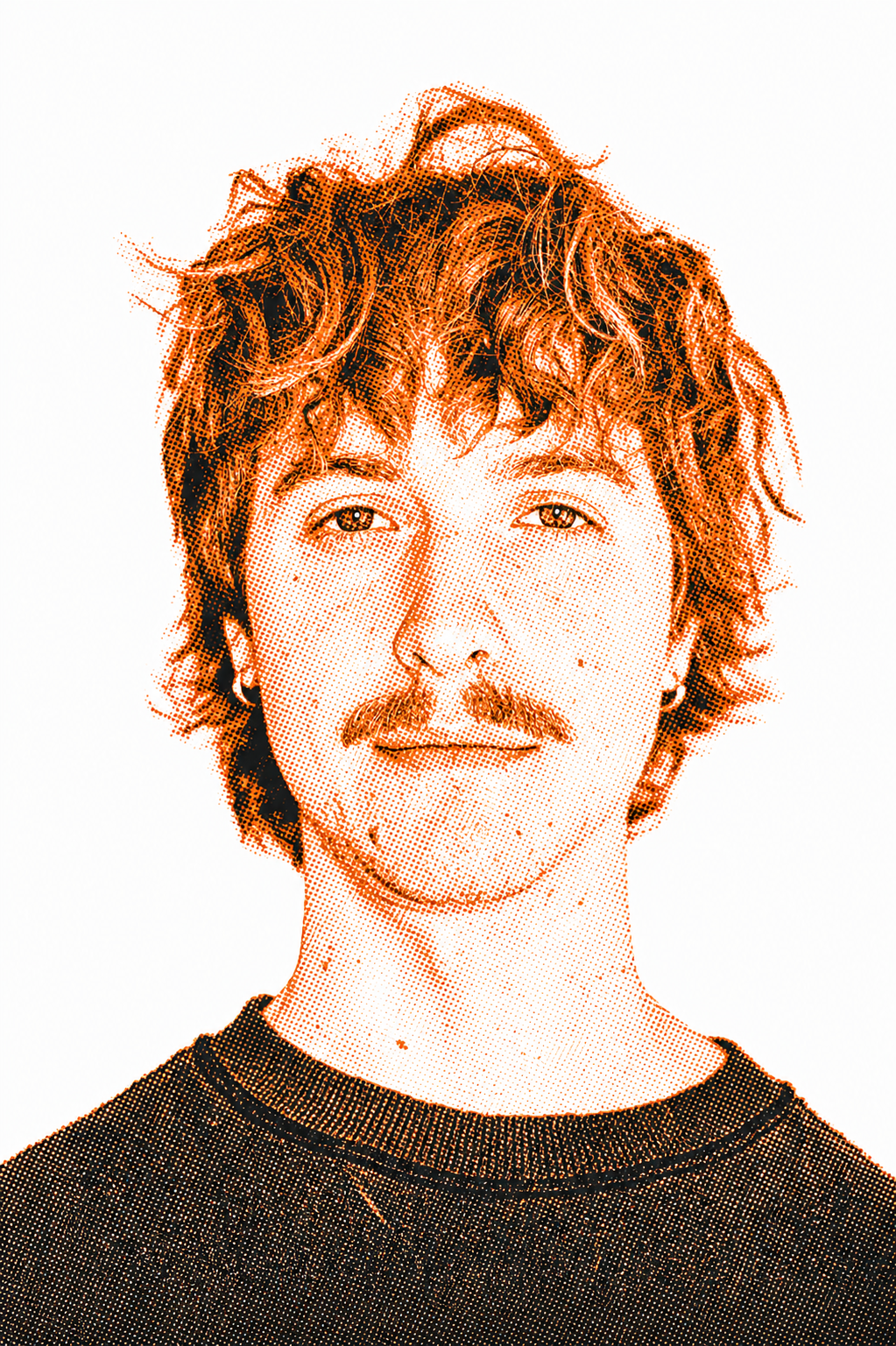 Porträt von Jakob Endemann im Orange-Schwarz-Raster